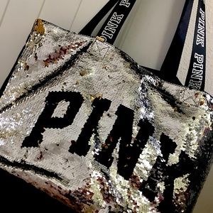 PINK Victoria Secret Reversable Sequin Tote Bag